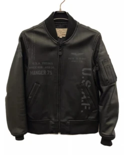 Avirex Black Leather Ma-1 Flight Jacket
