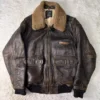 Avirex Flight Jacket G-1 Boa Brown Leather Jacket -Us Military Jacket Avirex Flight Jacket G 1 Boa Brown Leather Jacket