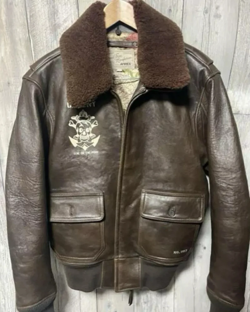 Avirex G-1 Sheepskin Removable Boa Leather Flight Jacket 4 Avirex G-1 Sheepskin Removable Boa Leather Flight Jacket - Image 2