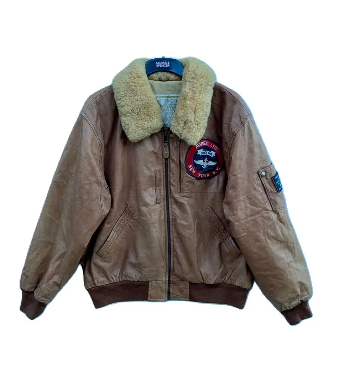Avirex New York G-1 Brown Leather Jacket With Fur 3 Avirex New York G-1 Brown Leather Jacket With Fur