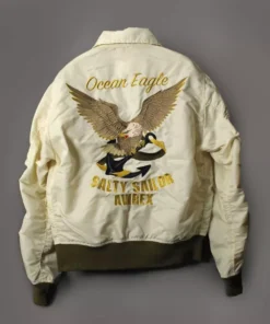 Avirex Ocean Eagle Sukajan Ma-1 White Bomber Jacket