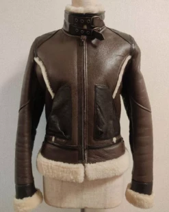 Avirex Type B-3 Hooded Shearling Brown Leather Jacket