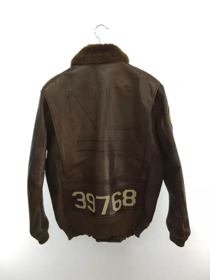 Avirex Uss Midway Navy G-1 Brown Leather Flight Bomber Jacket 4 Avirex Uss Midway Navy G-1 Brown Leather Flight Bomber Jacket - Image 2