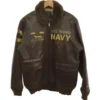 Avirex Uss Midway Navy G-1 Brown Leather Flight Bomber Jacket -Us Military Jacket Avirex Uss Midway Navy G 1 Brown Leather Flight Bomber Jacket