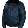 B-15 Fast Eagle Sheepskin Navy Blue Flight Jacket 2 B-15 Fast Eagle Sheepskin Navy Blue Flight Jacket -Us Military Jacket B 15 Fast Eagle Sheepskin Navy Blue Flight Jacket 1