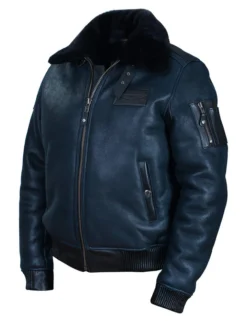 B-15 Fast Eagle Sheepskin Navy Blue Flight Jacket