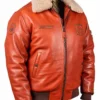 B-15 Tornado Flight Orange Leather Jacket 2 B-15 Tornado Flight Orange Leather Jacket -Us Military Jacket B 15 Tornado Flight Orange Leather Jacket 1