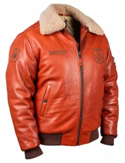 B-15 Tornado Flight Orange Leather Jacket