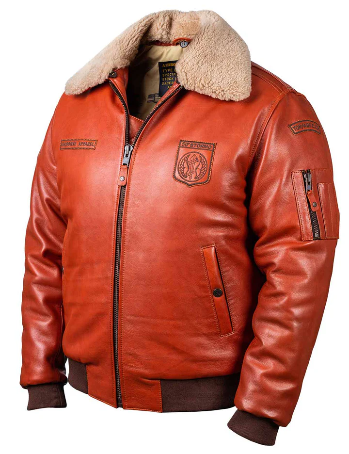 B-15 Tornado Flight Orange Leather Jacket 4 B-15 Tornado Flight Orange Leather Jacket - Image 2