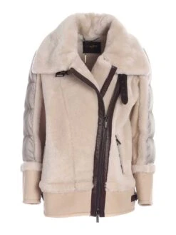 B-3 Bomber Beige Shearling Jacket