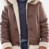 B-3 Brown Shearling Sheepskin Aviator Jacket With Toggles -Us Military Jacket B 3 Brown Shearling Sheepskin Aviator Jacket With Toggles