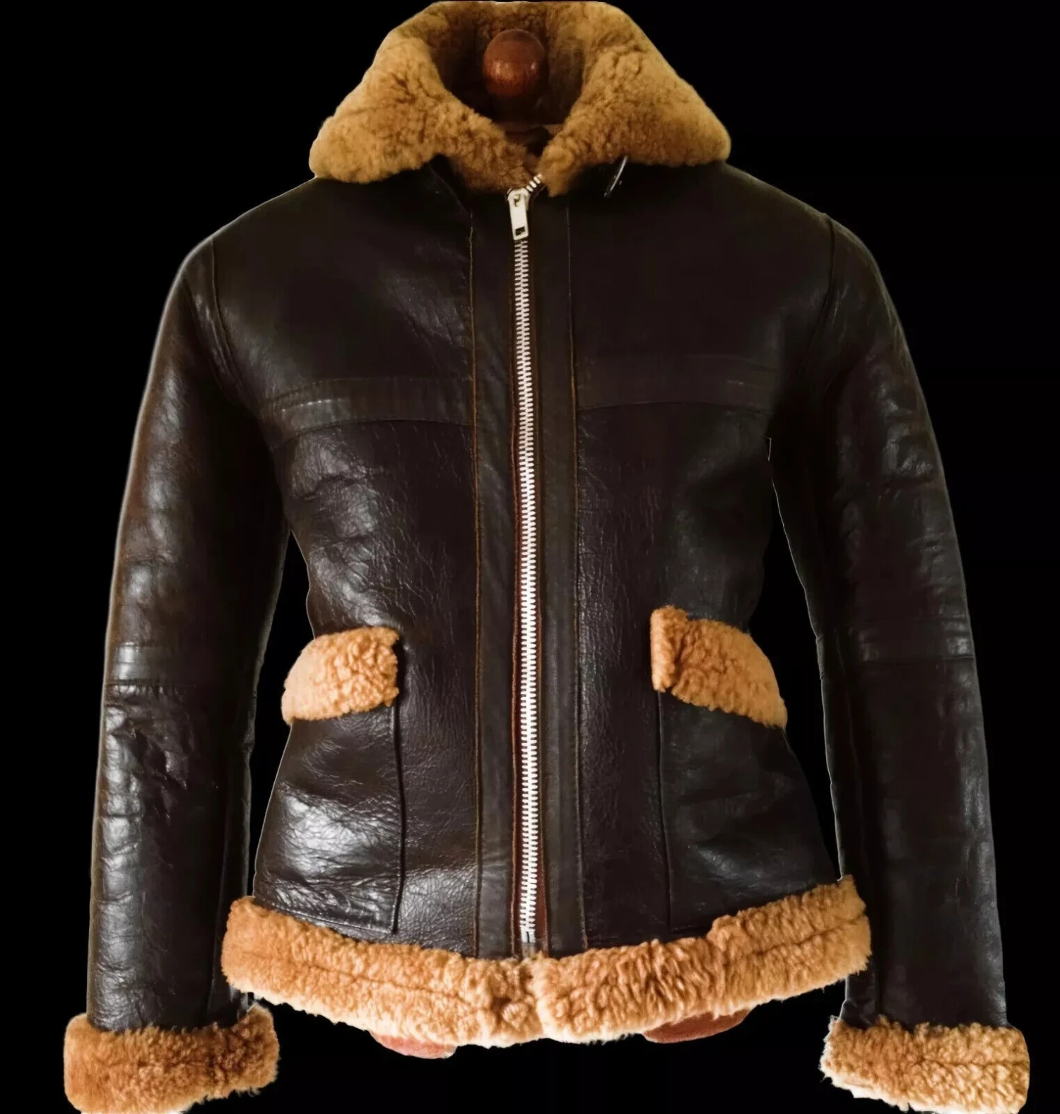 B-3 Sheepskin Leather Shearling Aviator Flying Pilot Bomber Jacket 3 B-3 Sheepskin Leather Shearling Aviator Flying Pilot Bomber Jacket
