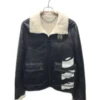 B-3 “White Black” Shearling Leather Flight Jacket -Us Military Jacket B 3 White Black Shearling Leather Flight Jacket
