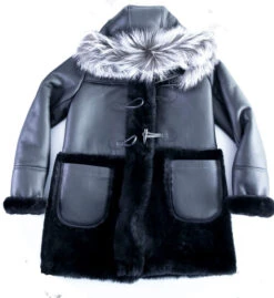 B-7 Black Ladies Half And Half Sheepskin Jacket