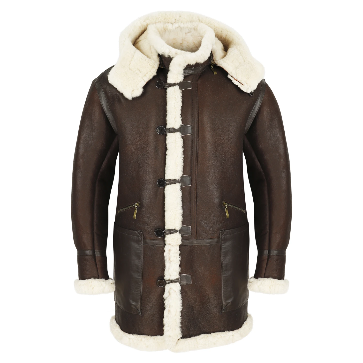 B-7 Brown Sheepskin Parka Flight Jacket 3 B-7 Brown Sheepskin Parka Flight Jacket