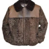 Brown Persian Lamb B3 Bomber Mink Fur Collar Jacket