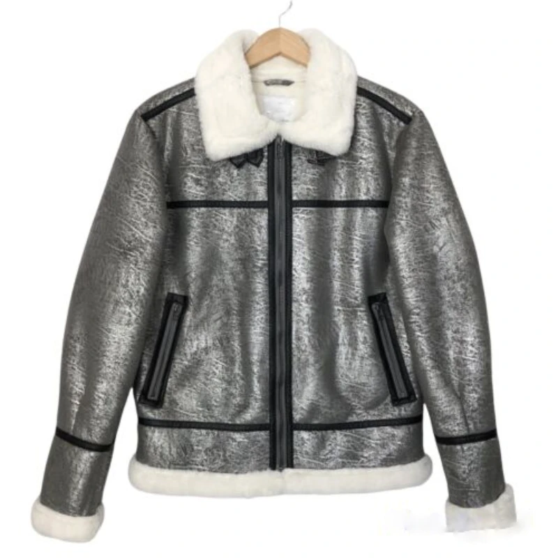 B3 Silver Bomber Shearling Jacket 3 B3 Silver Bomber Shearling Jacket