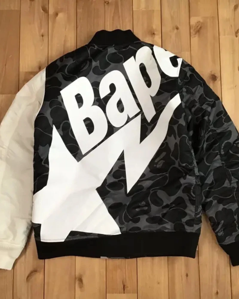 BAPE STA Logo Ma-1 Black Camo Bomber Jacket 4 BAPE STA Logo Ma-1 Black Camo Bomber Jacket - Image 2