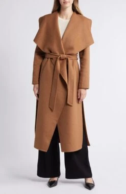 BCBG Toffee Scarlet Long Wrap Coat