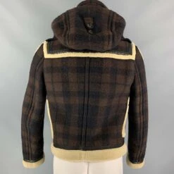 Cream Plaid Leather Shearling Jacket 5 Cream Plaid Leather Shearling Jacket -Us Military Jacket Back Cream Plaid Leather Shearling Jacket