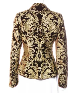 Gold Leafing Velvet Blazer -Us Military Jacket Back Gold Leafing Velvet Blazer