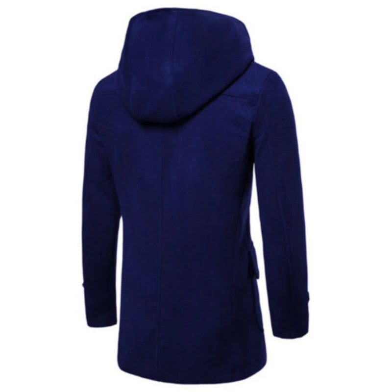 Men Hooded Trench Pea Coat 4 Men Hooded Trench Pea Coat - Image 2