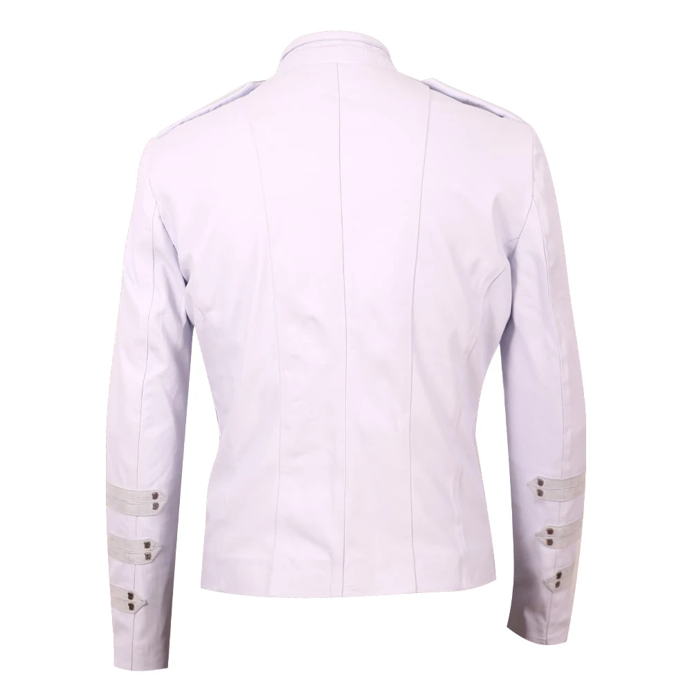 Military White Leather Parade Jacket 4 Military White Leather Parade Jacket - Image 2