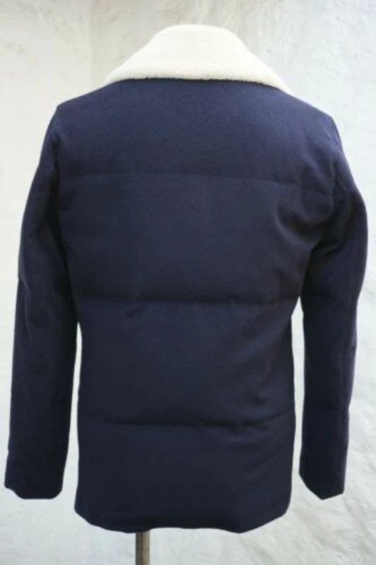 Navy Wool Shearling Pea Coat 4 Navy Wool Shearling Pea Coat - Image 2