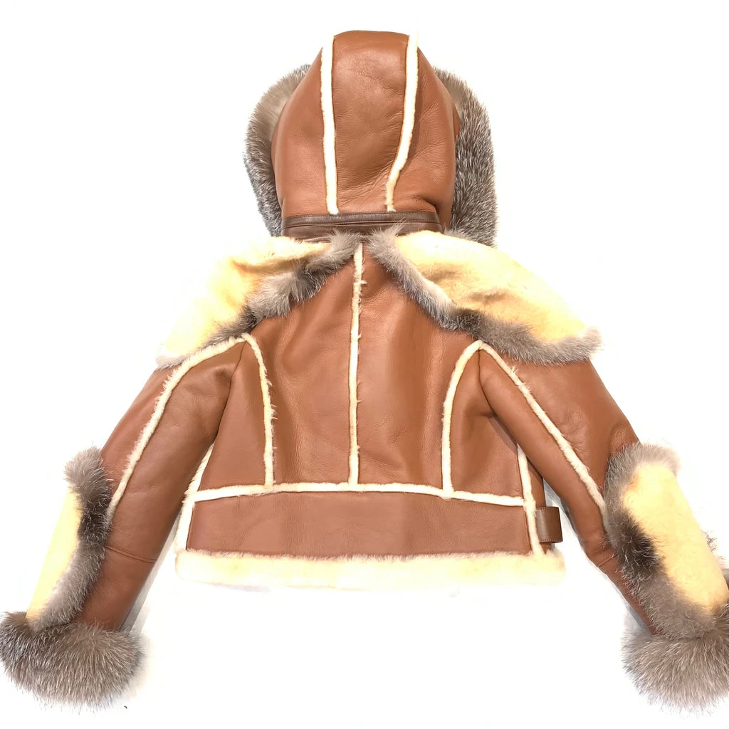 Women’s Natural Fox Shearling Aviator Jacket 4 Women’s Natural Fox Shearling Aviator Jacket - Image 2