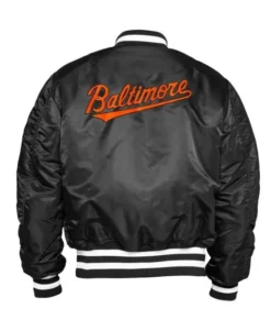 Baltimore Orioles Bomber Ma-1 Jacket -Us Military Jacket Baltimore Orioles Ma 1 Black Bomber Full zip Jacket