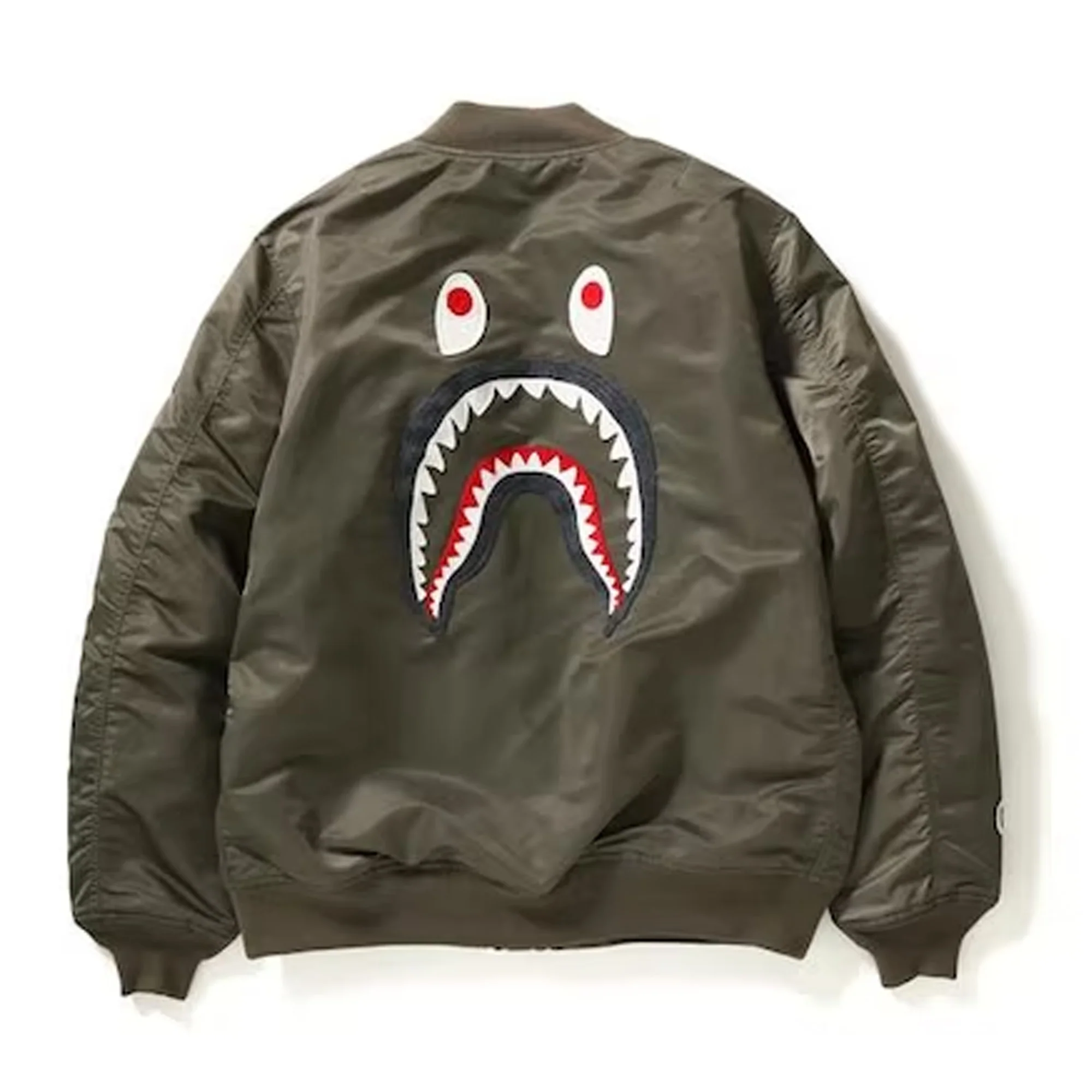 Bape Shark Ma-1 Olivedrab Bomber Jacket 4 Bape Shark Ma-1 Olivedrab Bomber Jacket - Image 2