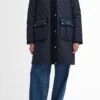 Barbour Navy Blue Tulip Corduroy Trim Quilted Coat -Us Military Jacket Barbour Navy Blue Tulip Corduroy Trim Quilted Coat 1