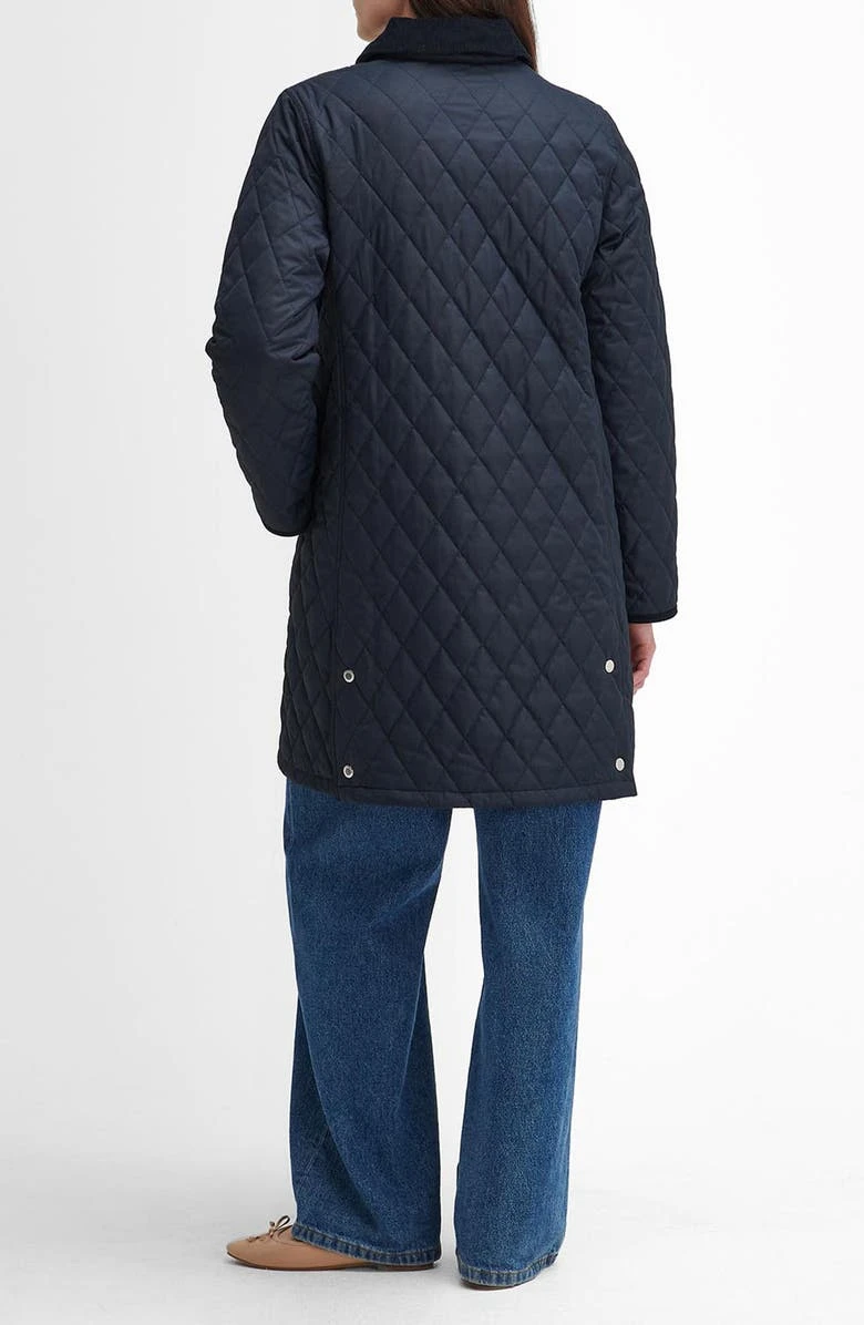 Barbour Navy Blue Tulip Corduroy Trim Quilted Coat 4 Barbour Navy Blue Tulip Corduroy Trim Quilted Coat - Image 2