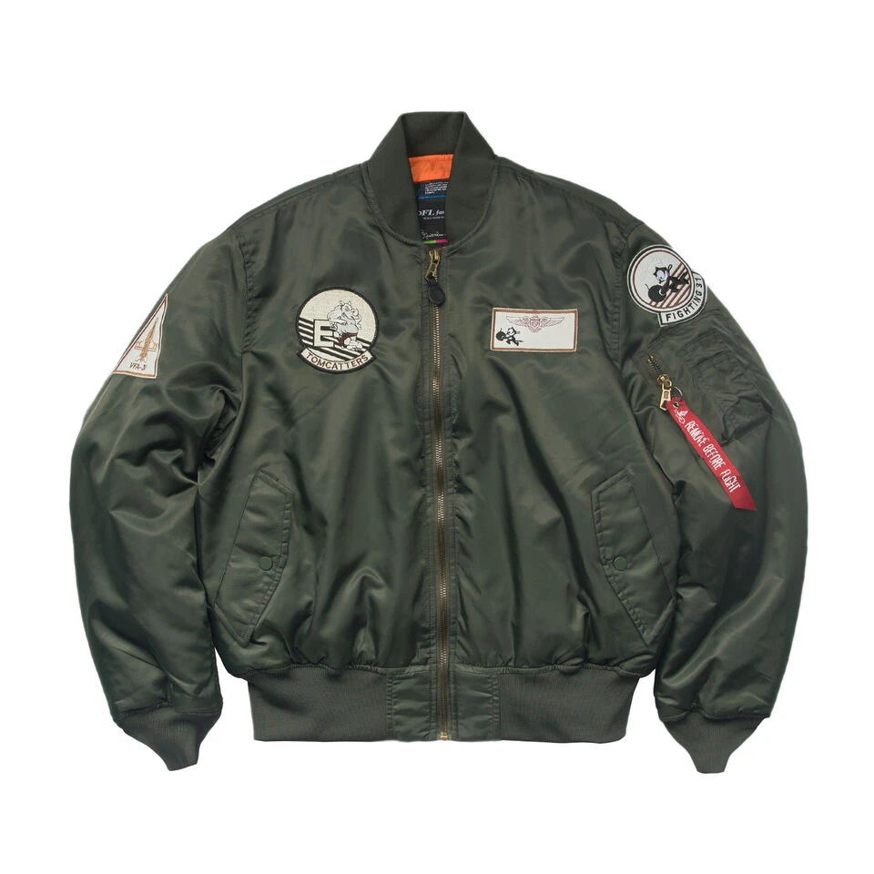 Baseball Embroidered Ma-1 Dark Green Pilot Jacket 3 Baseball Embroidered Ma-1 Dark Green Pilot Jacket