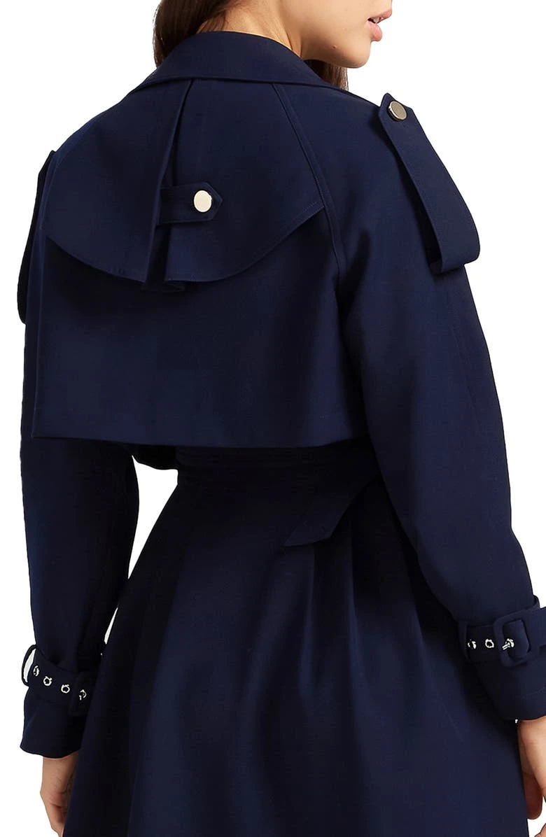 Belle & Bloom Navy Blue Manhattan Crop Trench Coat 4 Belle & Bloom Navy Blue Manhattan Crop Trench Coat - Image 2