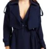 Belle & Bloom Navy Blue Manhattan Crop Trench Coat -Us Military Jacket Belle Bloom Navy Blue Manhattan Crop Trench Coat