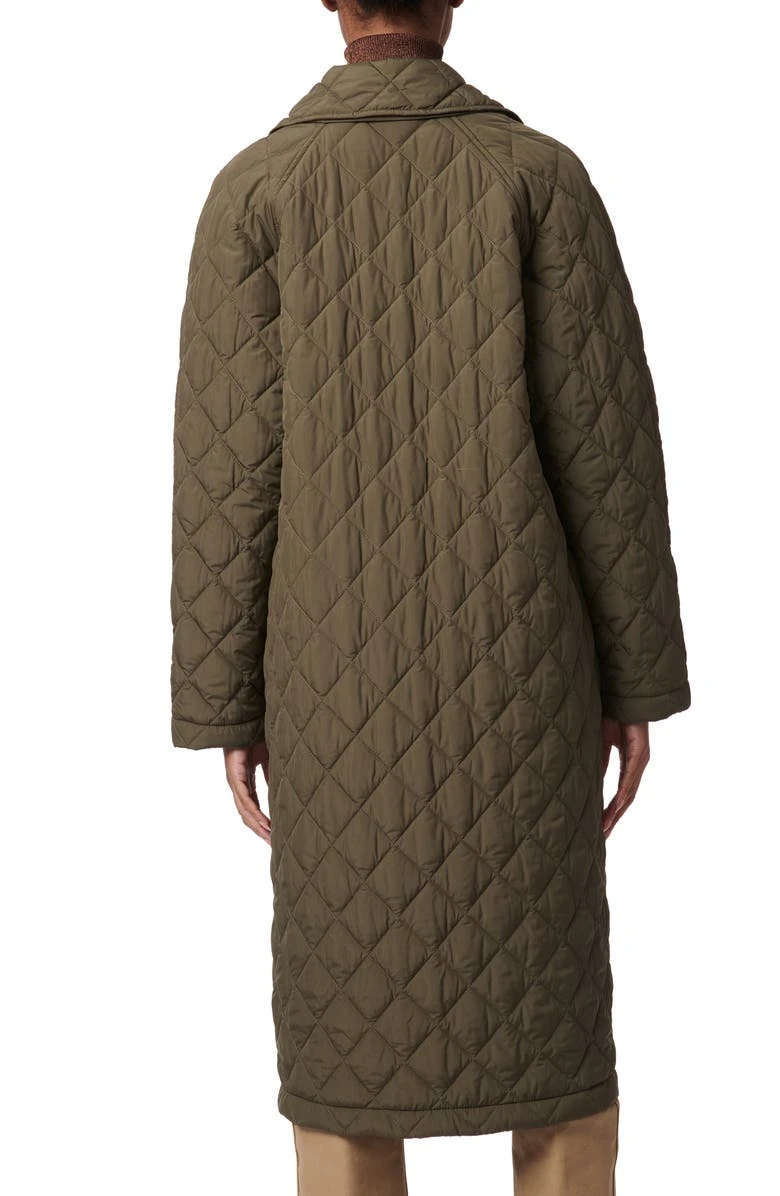 Bernardo Olive Diamond Quilted Long Coat 4 Bernardo Olive Diamond Quilted Long Coat - Image 2