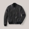 Men’s Black Leather Bomber Jacket