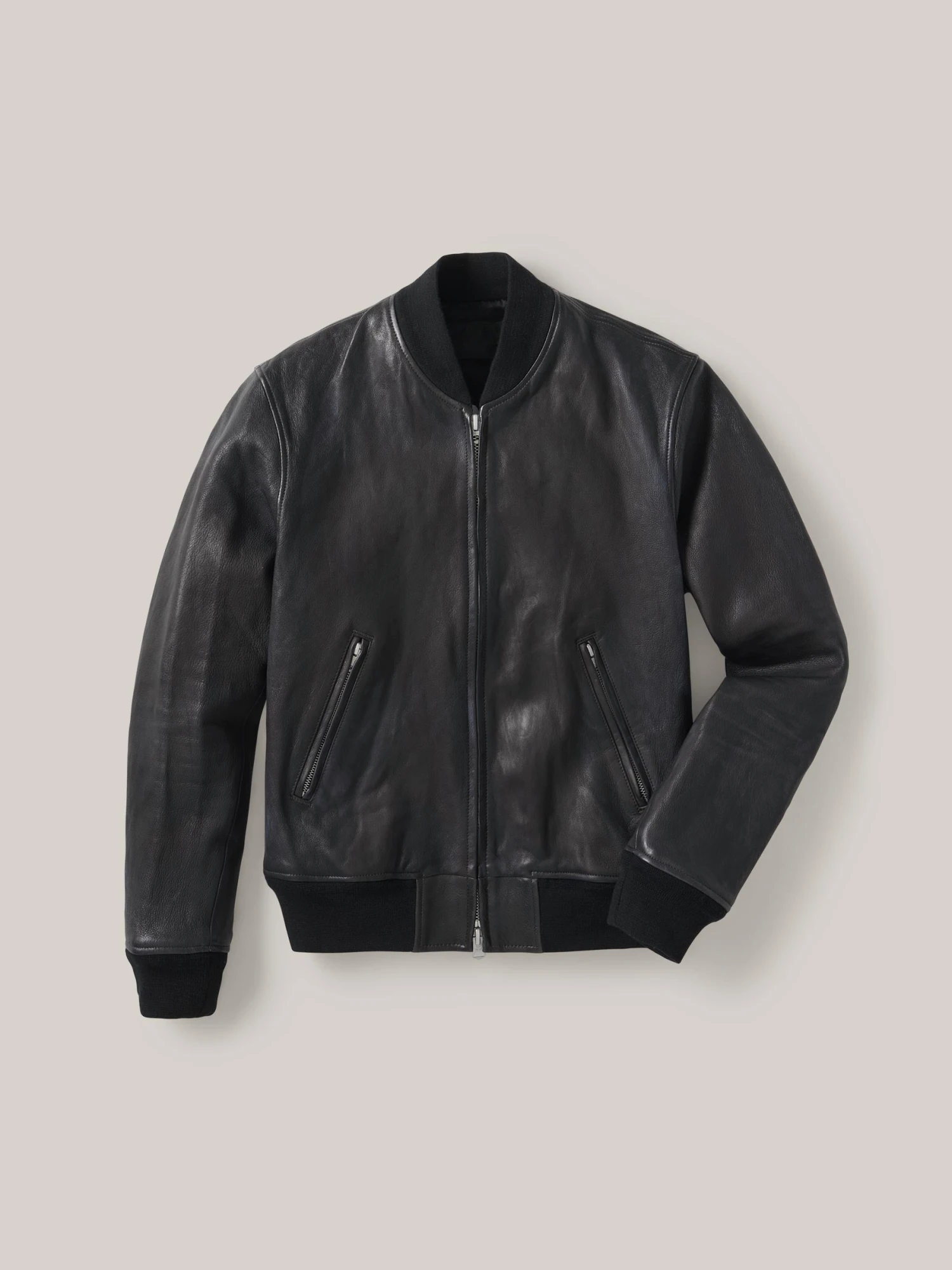 Men’s Black Leather Bomber Jacket 3 Men’s Black Leather Bomber Jacket