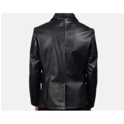 Men’s Naval Leather Short Peacoat -Us Military Jacket Black Leather Naval Short Peacoat