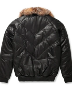 New Black Premium Lambskin Leather V Bomber Jacket For Men With Fur Collar -Us Military Jacket Black Premium Lambskin Leather V Bomber Jacket For Men With Fur Collar