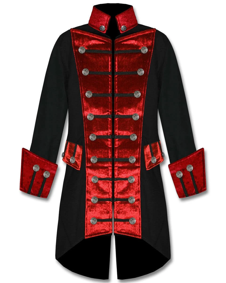 Black Red Velvet Trim Gothic Parade Jacket 3 Black Red Velvet Trim Gothic Parade Jacket