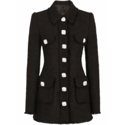 Black Tweed Single Breasted Jacket