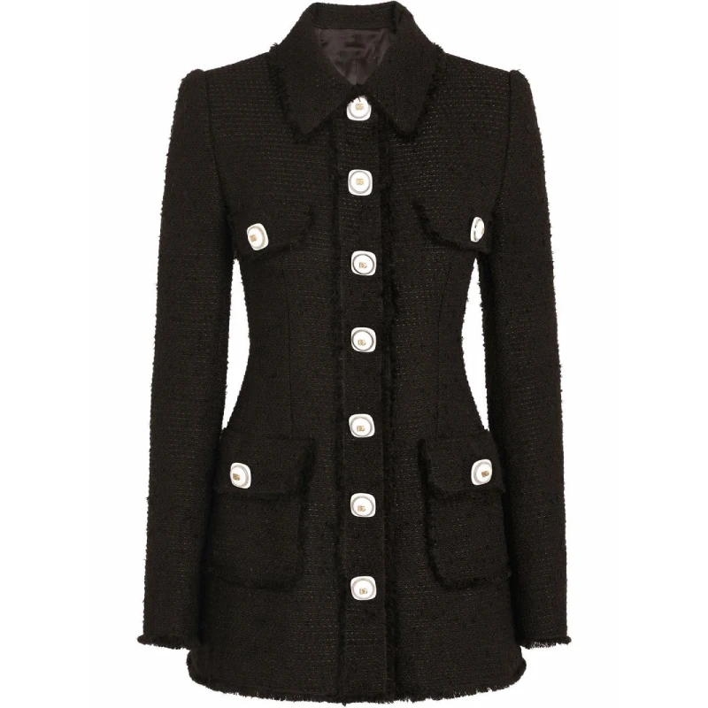 Black Tweed Single Breasted Jacket 3 Black Tweed Single Breasted Jacket