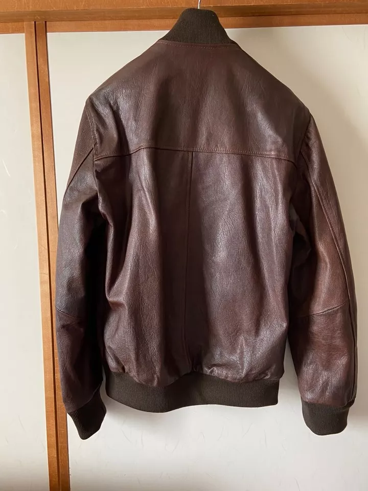 Blouson A-1 Brown Leather Flight Bomber Jacket 4 Blouson A-1 Brown Leather Flight Bomber Jacket - Image 2