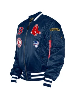 Boston Red Sox X Alpha X New Era Ma-1 Blue Bomber Jacket -Us Military Jacket Boston Red Sox X Alpha X New Era Ma 1 Bomber Jacket
