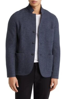 Buck Mason Felted Marled Navy Wool Chore Coat