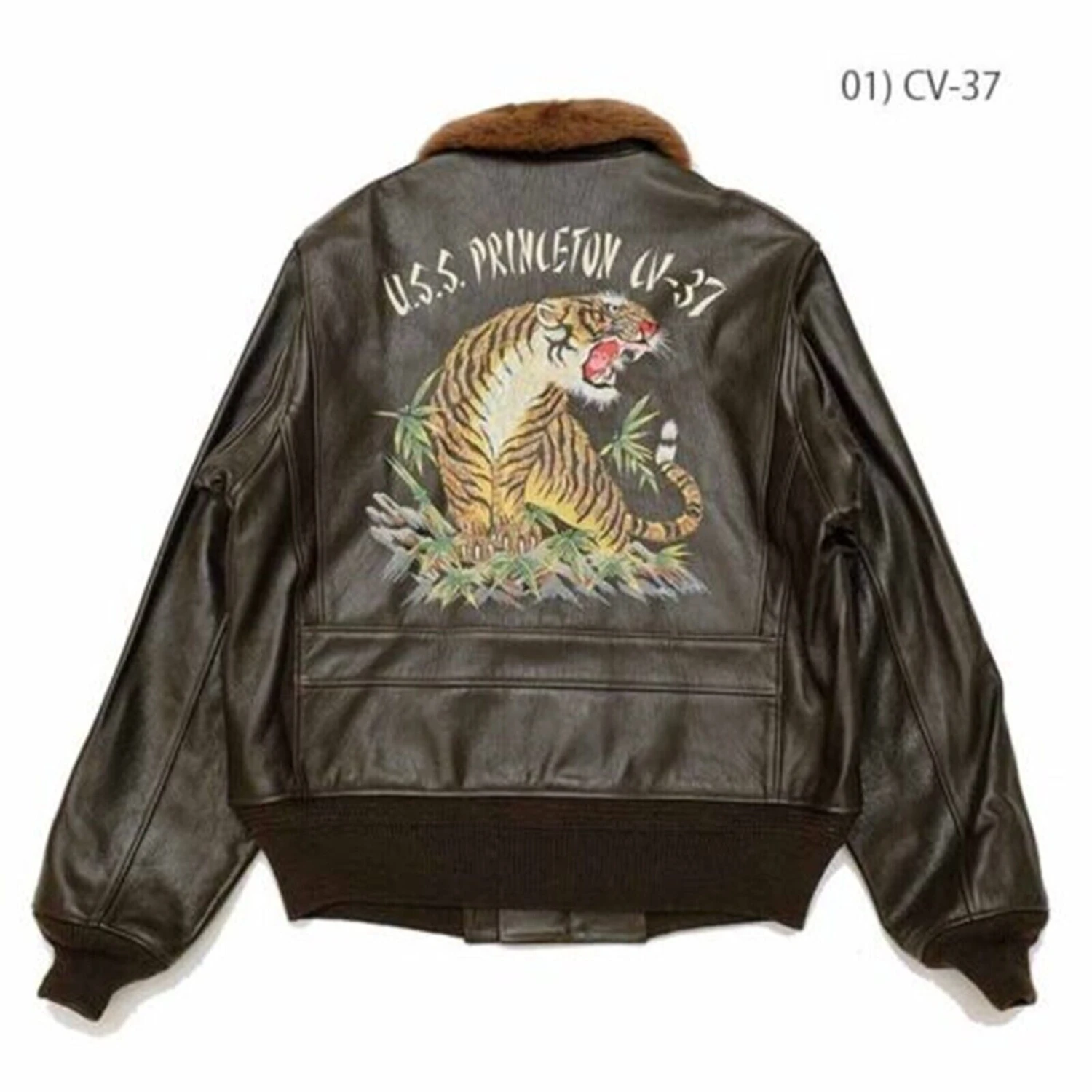 Buzz Rickson’s Tiger G-1 Brown Leather Flight Bomber Jacket 3 Buzz Rickson’s Tiger G-1 Brown Leather Flight Bomber Jacket