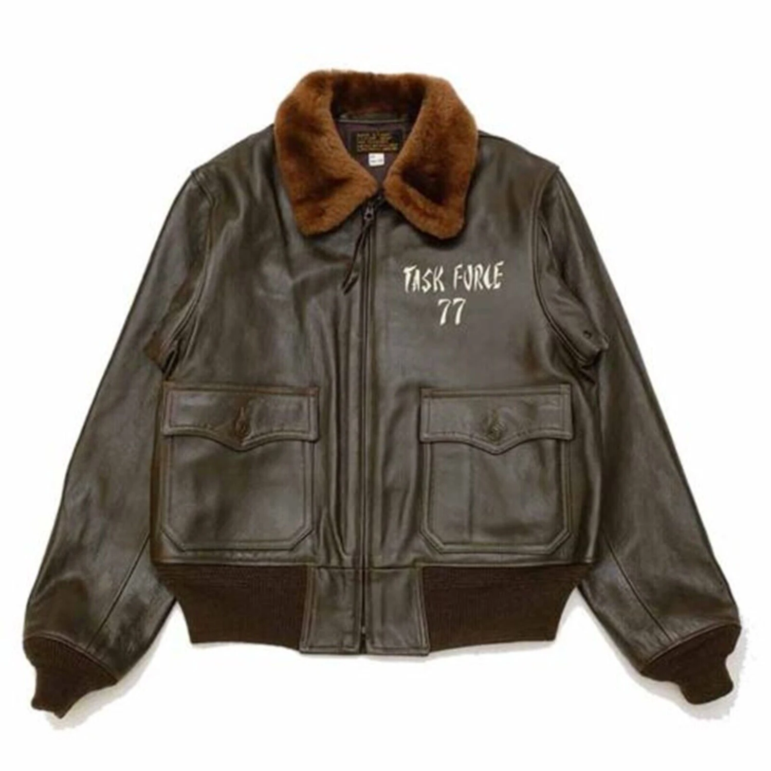 Buzz Rickson’s Tiger G-1 Brown Leather Flight Bomber Jacket 4 Buzz Rickson’s Tiger G-1 Brown Leather Flight Bomber Jacket - Image 2