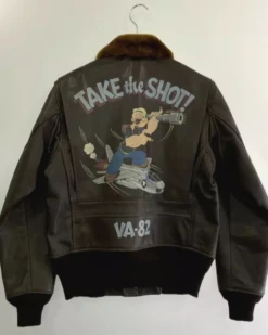 Buzz Rickson’s Type G-1 Brown Leather Popeye Paint Flight Jacket